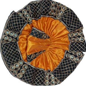 hand crafted orange & black velvet laddu gopal poshak